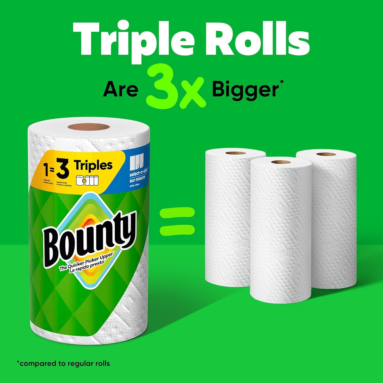 Bounty Select-A-Size Paper Towels Prints 2 Triple Rolls = 6 Regular Rolls