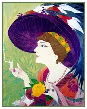 Georges de Feure Art Nouveau Woman Smoking Counted Cross Stitch Pattern