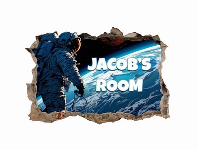 Personalisierte Astronaut Schlafzimmer Wandbilder - 3D Vinyl Aufkleber individueller Name Sticker 47