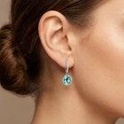 Classically Sea Blue Aquamarine 8.45Ct 25 Sterling Silver White Gold Earrings