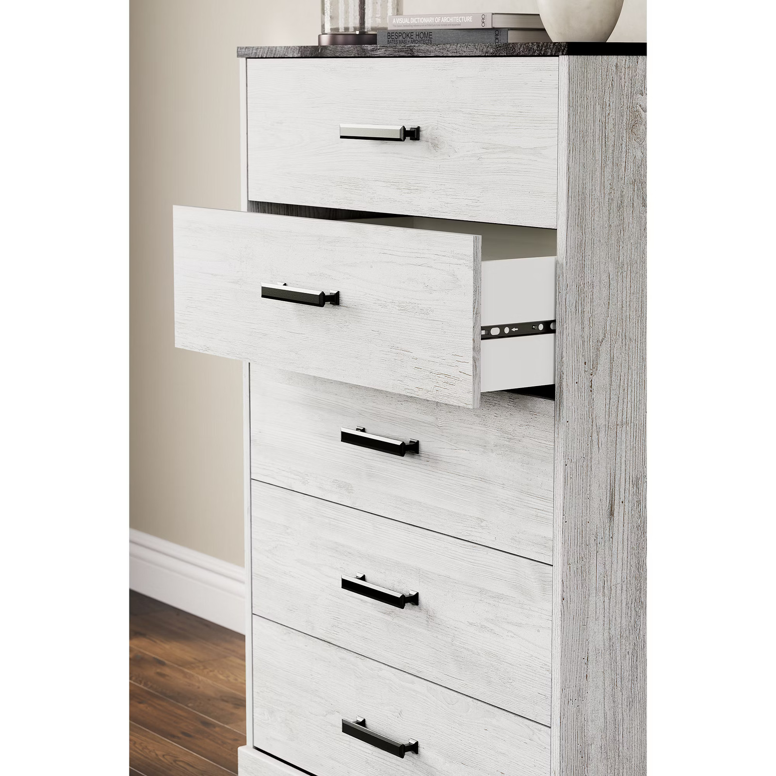 Signature Design by Ashley Casual Shawburn Chest of Drawers, Whitewash/Charcoal