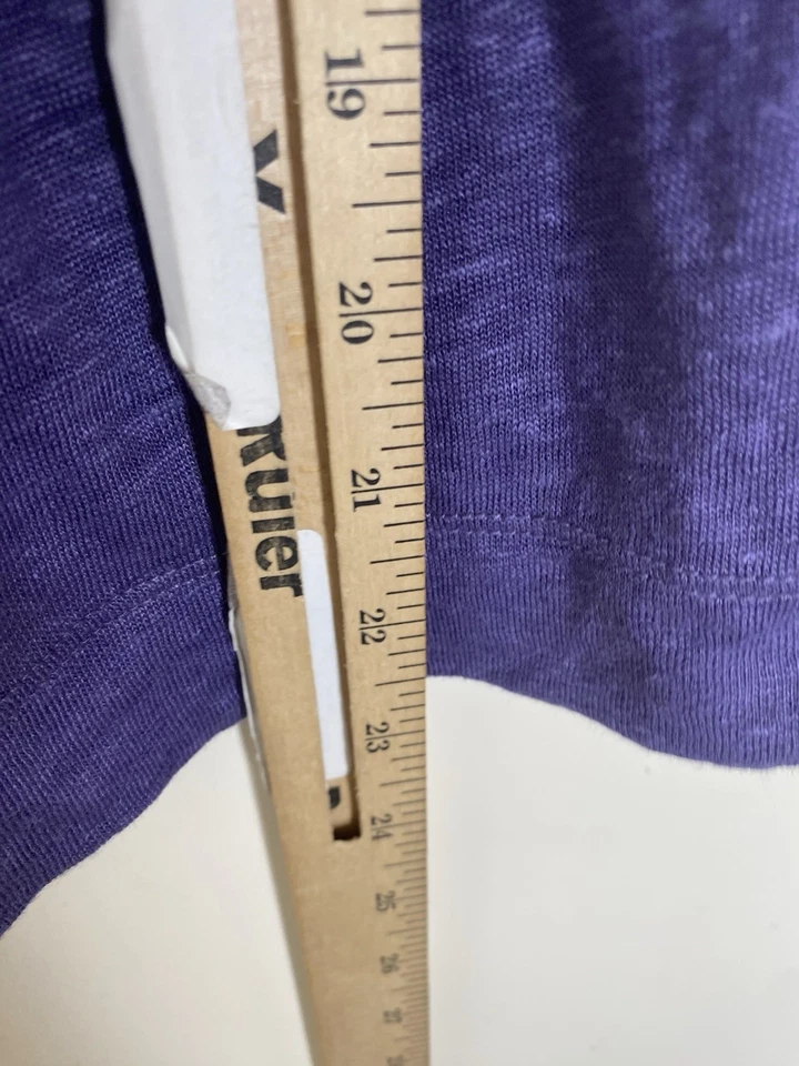 Alpha Studio Blouse Size Small 8 10 Purple Pure Linen Cap Sleeve Tunic Top Vneck - Image 3 of 4