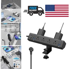 Desk Clamp Power Strip with 8 USB Ports and 16 AC Outlets for Fast Charging