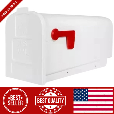 NEW WHITE MAILBOX Deluxe Polybox Durable Rust-Proof Polymer Post Mounted