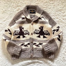 THUNDER BIRD, Cowichan Knit Cardigan, Made in Canada, Eagle, Good condition JPN