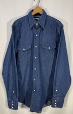 Wrangler Vintage Denim Button Up Pearl Snaps Men s Regular SZ 15-34 Made USA