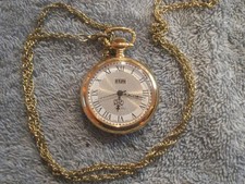 VINTAGE GOLD-TONED "1928" QUARTZ PENDANT/POCKET WATCH with CHAIN