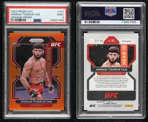 2022 Panini Prizm UFC Orange /99 Arman Tsarukyan #187 PSA 9 MINT Rookie RC