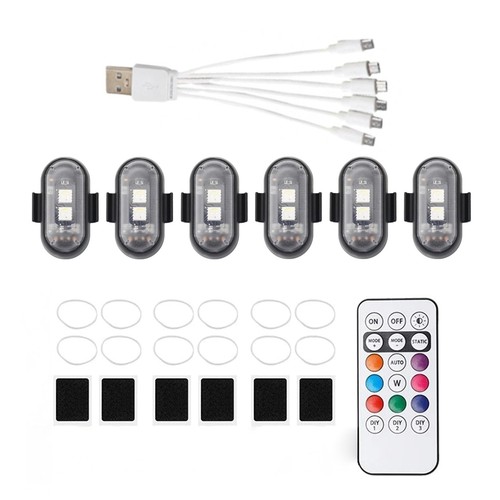 6Pcs Wireless LED Strobe Light RGB 8 Color Flashing Warning Lights For UTV ATV - Picture 3 of 17