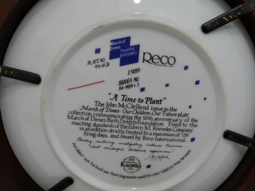 DE COLECCIÓN 1989 RECO MARCH OF DIMES ""A TIME TO PLANT - Imagen 4 de 5