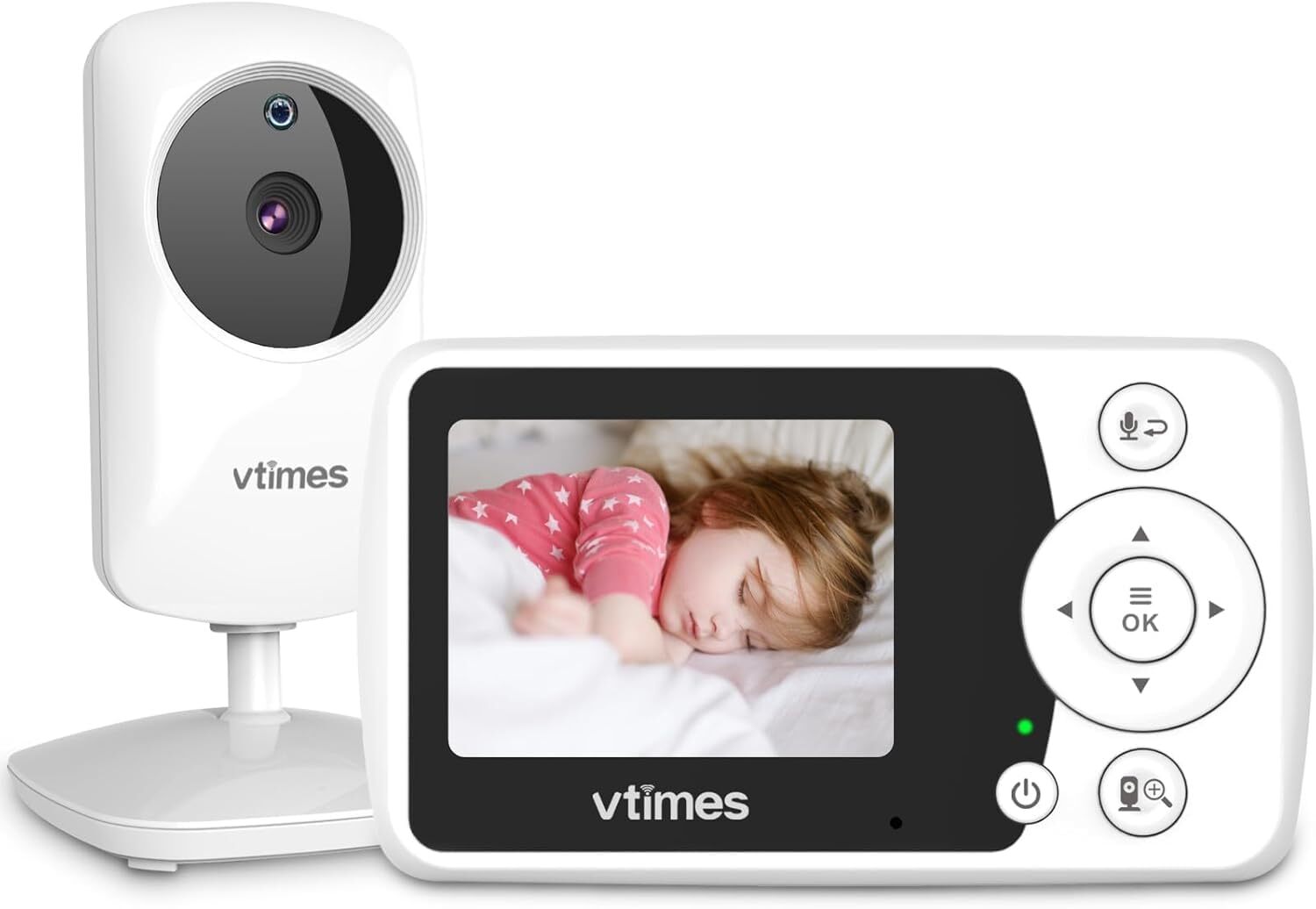 VTimes Baby Monitor with Camera, Audio, Night Vision, No WiFi Needed-image