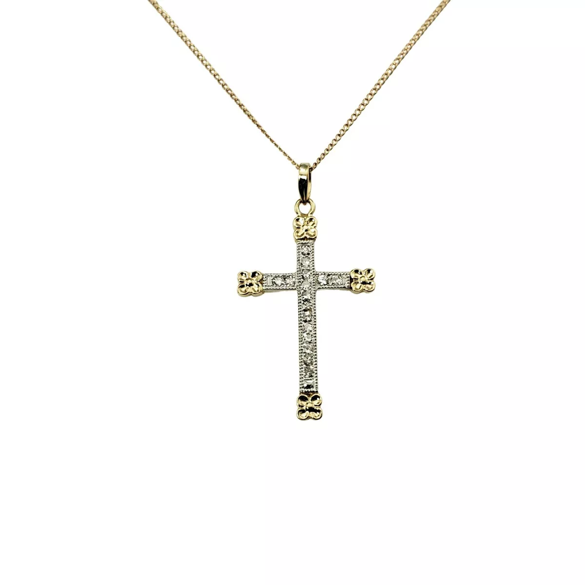 14 karat white gold cross necklace deals