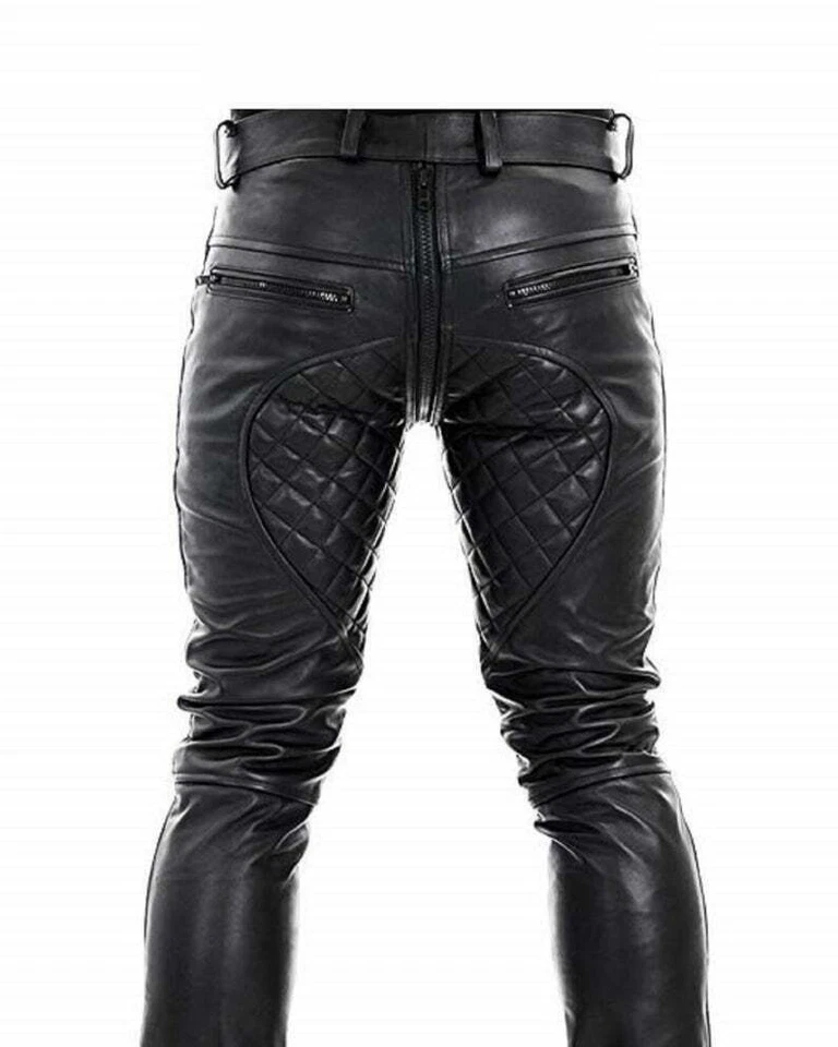 Men's Real Cowhide Leather Bikers Jacket Quilted Panels BLUF Jacket & Pants - Image 2 of 4