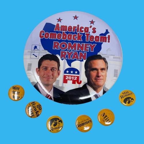 Mitt Romney & Paul Ryan Campaign Buttons Lot 2012 America Comeback Team