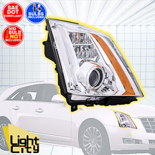 [HID w/o Kit] For 2008-2014 Cadillac CTS Chrome Passenger Headlight LED DRL RH