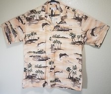 Vintage Pierre Cardin Mens Hawaiian Shirt XL Cotton Pink Short Sleeve Button Up