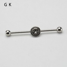 Stainless Steel Industrial Barbell CZ Shield Cartilage Helix-Conch Piercing