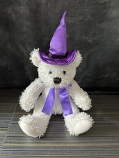 White teddy bear in purple Witch hat plush kids of america Halloween 6-9