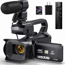  Camcorder 4K Video Camera 64MP 60FPS,HD Auto Focus Vlogging 4.0" Touch Screen 1