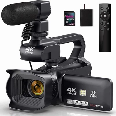Camcorder 4K Video Camera 64MP 60FPS,HD Auto Focus Vlogging 4.0" Touch Screen 1