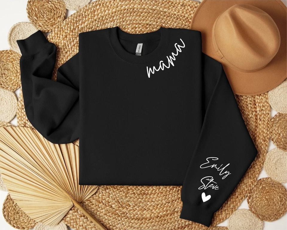 Personalized Mama Sweatshirt Custom Mom Mother Kids Names on Sleeve Mothers Gift - Image 3 of 4