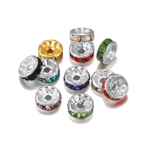 Spacer Beads Rhinestone Glass Jewelry Making Accessories Decor 50pcs - Picture 2 of 17