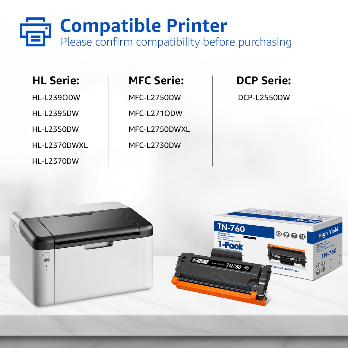 Toner Compatibile Aztech TN760 Per Brother &ndash; Con Chip, ISO 9001 &ndash; 3 Anni Garanzia