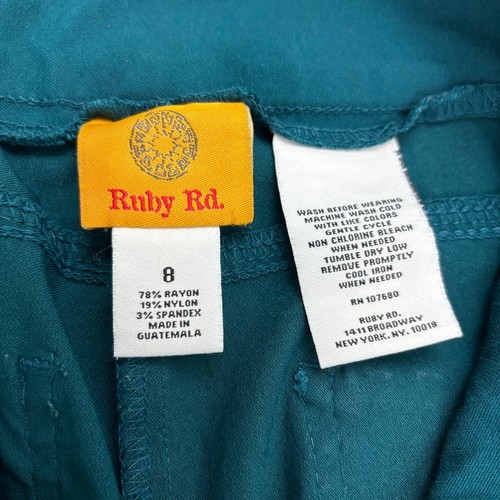 Ruby Rd. Pull On Slim Women's size 8 Teal Blue Chino Pants - Picture 2 of 3
