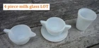 Vintage AKRO Milk Glass Child's Toy LOT Tumbler, Plate, Cup & Cream Pitcher EUC