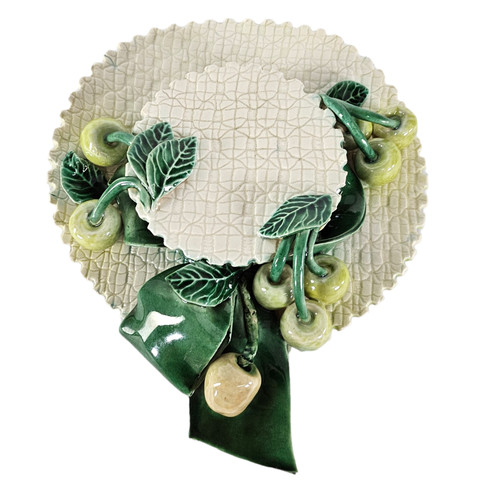 Vintage Mccall Fruits Green Yellow Wall Pocket Wall Hanging Ceramic Décor