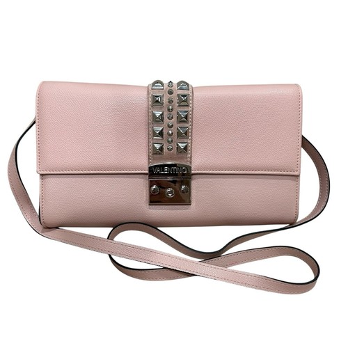 Valentino Cocotte Rose Pink Leather Silver Rockstud Envelope Shoulder Bag