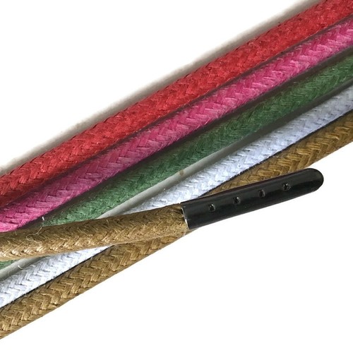 Lacci da Scarpa 5mm Cotone Cerato Rotondi Punta in Metallo Qualsiasi  Lunghezza | eBay