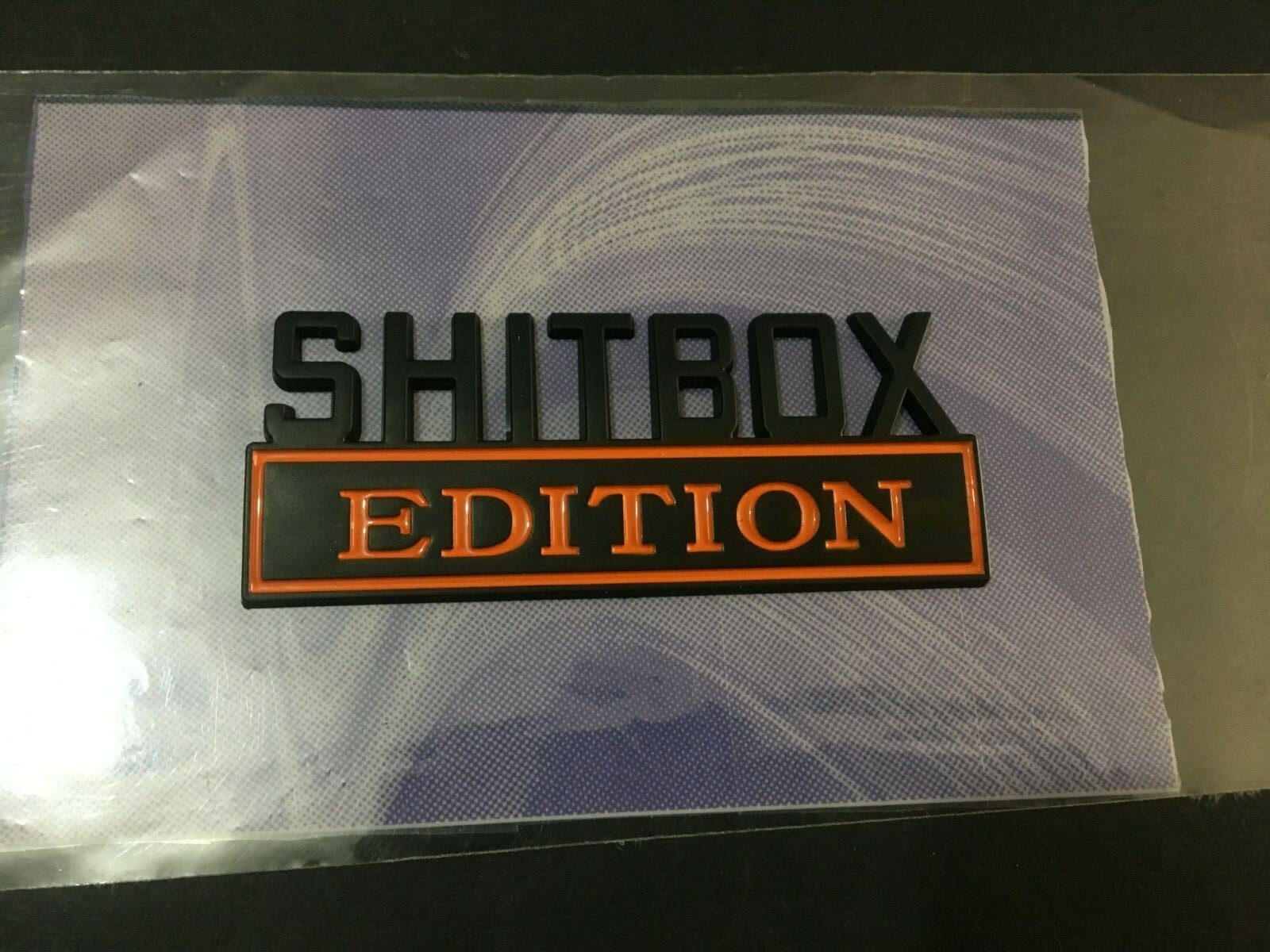 1Piece SHITBOX EDITION Parts Emblem Matte Black + Orange Badges Fits For Truck