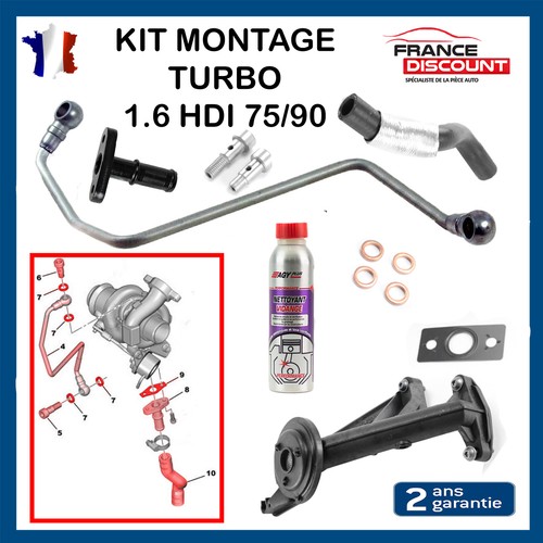 Kit Montage Turbo Pour Moteurs 1.6 HDI TDCI - Crépine, Tuyaux, Raccords, Joints - Compatible Peugeot, Citroën, Ford, Mini