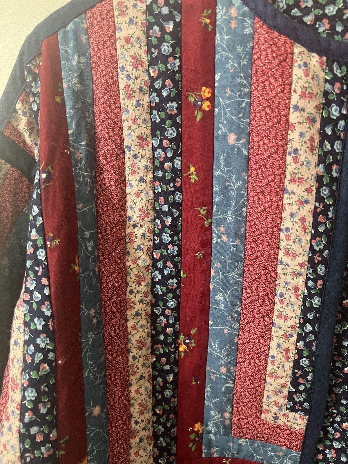 Handmade patchwork quilted jacket, Large Xl Log C… - image 4