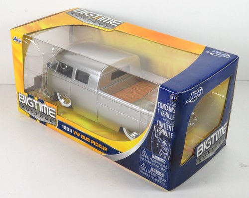 Jada Bigtime Kustoms 1963 Volkswagen Bus Pickup Truck 63 VW Type 2 Silver 1:24 - Picture 5 of 8