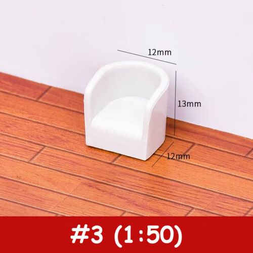 Miniature ABS Plastic Sofa Settee Model White Furniture Ornament Art Craft DIY - Picture 8 of 14