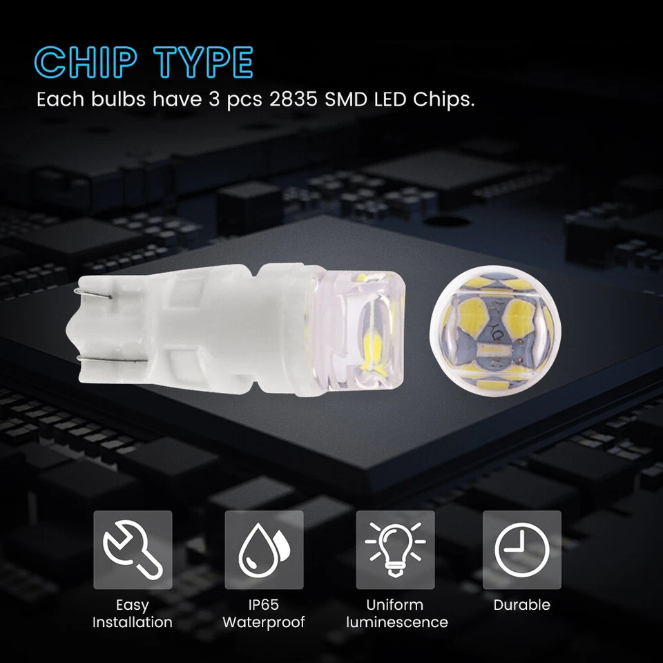 30Pcs White T10 158 194 168 192 W5W 2835 LED CERAMIC Light Bulb Wedge Lamps 12V - Image 4 of 4