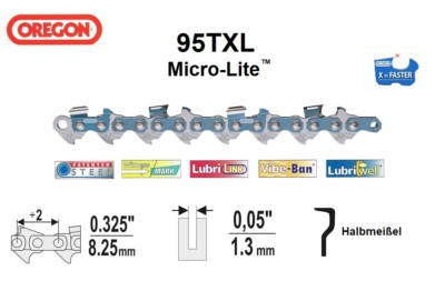 Sägekette 0.325'' x 1,3 x 30 - 75 TG , Halbmeißel , Oregon - 95TXL Micro-Lite