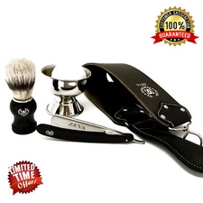 ZEVA WET CUT THROAT STRAIGHT RAZOR SHAVING KIT/SET FOR MEN 5 PC FREE SHIPPING