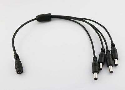 CCTV DC Power Plug 1 Female To 4 Male Plug Cable Splitter 5.5mm x 2.5mm Adapter