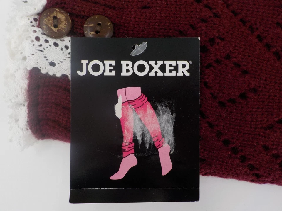 Joe Boxer Calentadores de Piernas Bota Puño Mujer Talla Única Borgoña Blanco Borde de Encaje Nuevo sin Etiquetas Foto 3 de 4