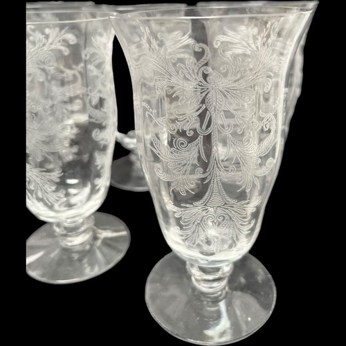 Vintage 1930s Tiffin Franciscan Byzantine Clear Juice Glasses Etched Glass 8 - Picture 4 of 4