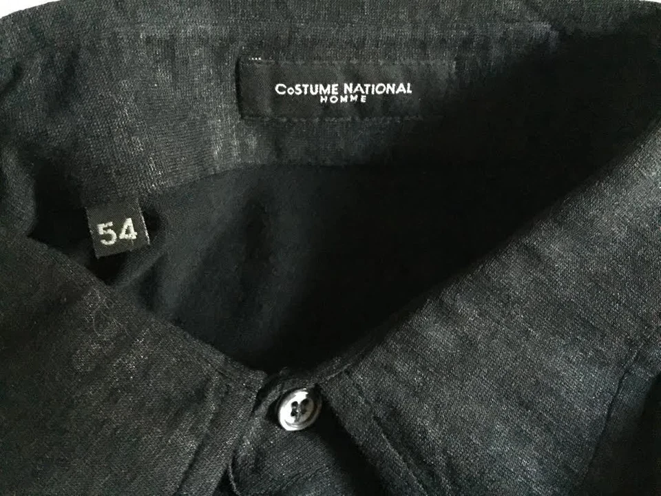 CAMISA DISFRAZ NATIONAL HOMME NEGRA PLATA METALIZADA BOTÓN DELANTERO EU 54 US GRANDE Foto 2 de 4