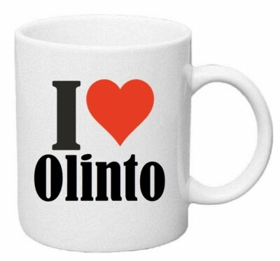 Kaffeetasse I Love Olinto Keramik Höhe 9,5cm in Weiß