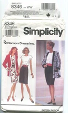 SIMPLICITY 8346 MISSES' DRESS & UNLINED JACKET W/ VARIATIONS SZ 18-24 UNCUT 1993