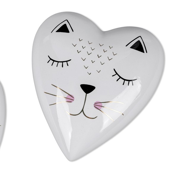 Dekoobjekt Herz Modern Trend Style Mit Katze D. 16Cm Weiß Formano Wa-image