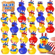 24 Pack Patriotic Rubber Ducks, 4th of July Rubber Ducks for Ducking Bulk, 4t...