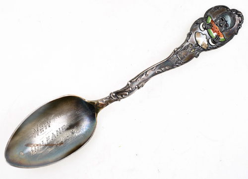 Vintage New Orleans Enamel Watermelon Eater Souvenir Spoon