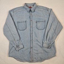 Levis Vintage Mens Button Up Shirt Denim Red Tab Large 2002